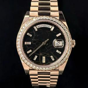 Reloj de Lujo de Alta Calidad con Bisel de Diamantes en Oro Rosa, Acero Inoxidable, Cristal de Zafiro, Movimiento Mecánico, Resistente al Agua 100 Bar - Product Image 3