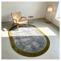 Tapis en acrylique tufté à la main, couleur verte, pour salon et chambre à coucher
