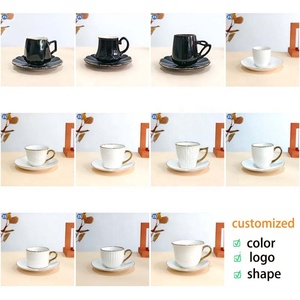 Set <span class=keywords><strong>tazza</strong></span> e piattino stile europeo con Design Vintage dorato bianco nero in ceramica piccola <span class=keywords><strong>tazza</strong></span> e piattino per caffè - Product Image 6