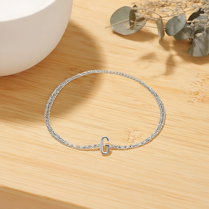 Cavigliera Tobiller con lettera G in acciaio inossidabile, gioiello minimalista alla moda per donna - Product Image 3