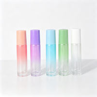 Flacon roll-on en verre dégradé nacré multicolore de 10 ml avec bille en acier inoxydable pour l'aromathérapie, les cosmétiques et les huiles essentielles