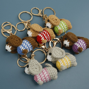 Portachiavi all'uncinetto a forma di Bassotto, fatto a mano, mini, in filato, lavorato a maglia, Amigurumi, simpatico, di lusso, ciondolo per borsa, bambola giocattolo a forma di cucciolo - Product Image 3