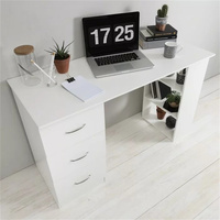Escritorio de Computadora de 120 cm de Ancho con 3 Cajones y 3 Estantes de Exhibición, Gestión de Cables, MDF con Acabado de Madera para el Hogar, Dormitorio, Sala de Estar
