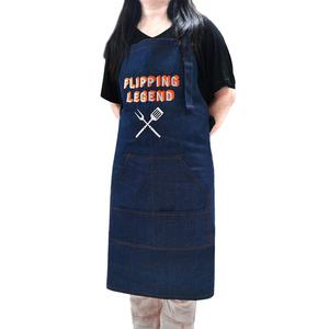 Delantales Ajustables de Mezclilla de Algodón con Bordado Personalizado, Delantales de Cocina Tipo Peto, Delantales Uniformes Tipo Peto para Camareros de Cafeterías y Restaurantes - Product Image 4