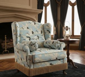 Tela Decorativa Estampada con Grullas Japonesas y Nubes, por Metro, Textil Premium de Inspiración Tradicional para Muebles - Product Image 4