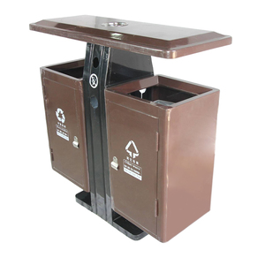 Poubelle de tri extérieure en acier galvanisé à double compartiment avec structure autoportante pour le tri des déchets - Product Image 3