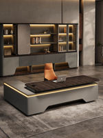 Ensemble de mobilier de bureau modulaire complet au design moderne et luxueux, bureau de direction en forme de L, chaise de bureau