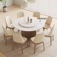 Table à manger extensible moderne et élégante avec plateau en verre trempé rond, 8 places, pieds en plastique et garantie de 3 ans par Shengxuan