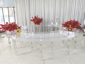 Muebles de boda, evento de fiesta, <span class=keywords><strong>mesa</strong></span> de <span class=keywords><strong>media</strong></span> <span class=keywords><strong>luna</strong></span>, círculo superior de cristal acrílico usado - Product Image 6