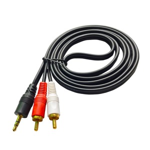 สายสัญญาณเสียง 3.5 มม. ถึง 2 RCA ชายหญิง 1.5 ม. ตัวนำทองแดง แจ็คเก็ตพีวีซี สำหรับการเชื่อมต่อเสียงคอมพิวเตอร์ - Product Image 1
