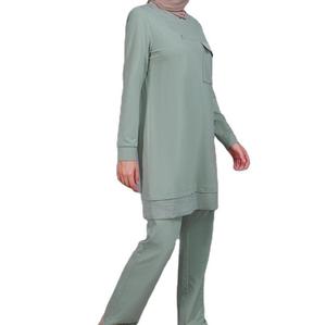 Ropa Deportiva Musulmana Modest para Mujer, Personalizada, de Alta Calidad, Transpirable, Ligera, de Secado Rápido, Poliéster/Algodón, para Correr, de Dos Piezas - Product Image 1