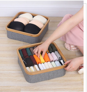 3 Divider Fabric <strong>Storage</strong> Box Square Underwear Organizer for Socks <strong>Lingerie</strong> Handkerchiefs and Ties for Drawer Organizing - Product Image 5