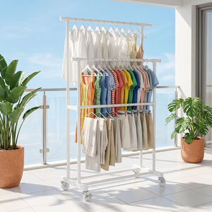 Un porte-manteau à trois niveaux est installé. Rail à vêtements en acier au carbone. Tube de 2,8 <span class=keywords><strong>cm</strong></span> d'épaisseur. Convient pour la chambre à coucher et le balcon. - Product Image 3