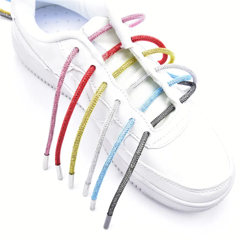 เชือกรองเท้าแบบเจาะเต็มทรงกลมประดับพลอยเทียมคริสตัลสีขาว,แฟชั่นเทรนด์ใหม่เชือกร้อยพลอยเทียมสายรัดสำหรับรองเท้า/ฮู้ด
