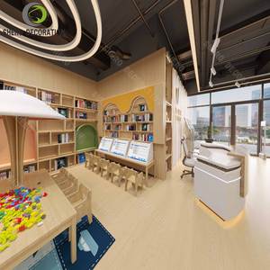 Elegant Library Bookstore Design Bookstore Reception Counter Customized Wooden Library Furniture with Wooden Library <b>Bookshelf</b> - Product Image 2