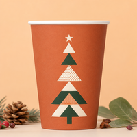 Gobelet jetable simple paroi de Noël, personnalisé avec logo imprimé, motif renne, en papier kraft robuste, pour emporter, 16oz, pour Boissons Chaudes, vente en gros, directement de l'usine