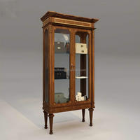 Table de présentation de bijoux de style chinois traditionnel, vitrine, comptoir, armoire, laqué bleu, MDF, acier inoxydable, OEM/ODM