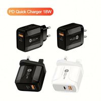 Chargeurs muraux USB C avec prise EU, UK, US, double port QC 3.0 et PD 18W