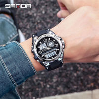 Jam Tangan Digital Sport Sanda 6024 Fashion Tahan Air Layar Ganda Elektronik Kalender Kronograf Pria Tahan Air 50M