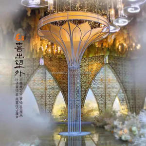 270cm 높이 대형 맞춤형 크기 웨딩 무대 배경 라운드 금속 기둥 배경 스탠드 결혼식 - Product Image 4