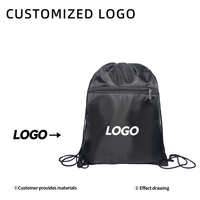 Sac à dos décontracté personnalisable avec cordon de serrage, poche zippée, idéal pour la gym et le sport, en polyester, avec votre propre logo/motif, MOQ 1 pièce