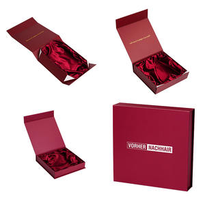 Cajas de Papel Duro con Logotipo Personalizado al por Mayor, Caja de Embalaje para Extensiones de Cabello y Pelucas, Caja de Regalo Cosmética Magnética Reciclable con Satén - Product Image 1