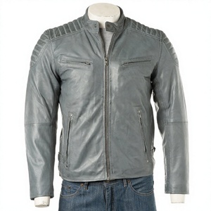 New Fashion <b>Men's</b> Winter Leather Jacket Stand Collar Quick Dry Breathable <b>6</b> Pockets Waist Band Customizable Design Front Casual - Product Image 3