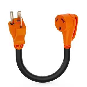 NEMA 520P to NEMA TT30R RV power adapter 2FT ETL approved orange STW safety environmental soft cable with grip handle