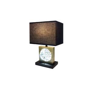 DB 22"H <b>Gold</b> Square Crystal Centerpiece Table <b>Lamp</b> with Night Light USB Port & Power Outlet <b>Black</b> Shade - Product Image 1