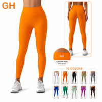 Pantalon de yoga et de sport respirant pour femme GH avec logo personnalisé, taille haute, cordon de serrage, effet push-up et contrôle du ventre