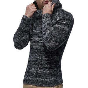 <span class=keywords><strong>Pull</strong></span> en tricot à manches longues pour hommes <span class=keywords><strong>Pull</strong></span> coupe ajustée pour hommes <span class=keywords><strong>Pull</strong></span> à capuche en tricot épais décontracté - Product Image 4