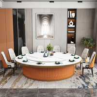 Rock Board Hotel Marmorplatte Esstisch Elektrische Automatik Zeitgenössisches Design Langlebig für 10-20 Personen Bankett Leucht tisch