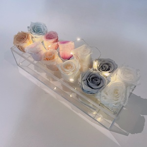Caja de Flores Acrílica Moderna Transparente, Rosas Eternas Preservadas, Almacenamiento de Ramos, Decoración de Regalo Personalizable para San Valentín - Product Image 6