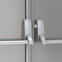 Puerta de Salida de Emergencia de Montaje Rápido (Doble) con Barra Antipánico Gris, Lado Izquierdo, Hoja Activa que se Abre hacia Afuera, Exterior de Fibra de Vidrio y Acero, para Dormitorio