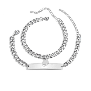 Nombre personalizado barra de acero inoxidable pulsera corazón rompecabezas colgante diseño personalizado moda Unisex regalo personalizado joyería - Product Image 1