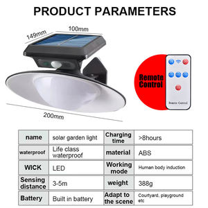 Lampe LED solaire extérieure IP65 avec détecteur de mouvement, projecteur mural extérieur pour jardin, éclairage de rue, étanche, lumière solaire - Product Image 3