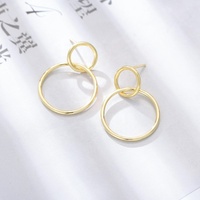 Boucles d'oreilles minimalistes à Double maillons en argent Sterling S925, plaqué or 14K