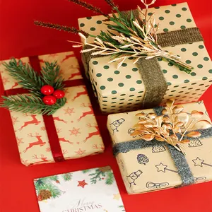 Benutzer definiertes Seidenpapier Umwelt freundliches einseitiges Drucken Kraft verpackungs geschenk Weihnachts verpackungs papier