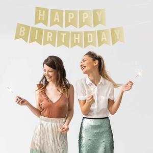Paillettes or rose joyeux anniversaire joyeux anniversaire drapeau fleur fête décoration bannière approvisionnement direct d'usine - Product Image 3