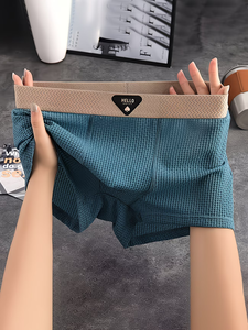 Calzoncillos bóxer de punto gofrado para <span class=keywords><strong>hombre</strong></span>, suaves, transpirables, de modal, con cintura elástica, entrepierna antibacteriana y estampado de letras. - Product Image 2