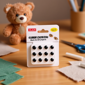 Occhi Artigianali ILAN 6mm Neri per Progetti Fai-da-Te, Set da 18 Pezzi - Product Image 2