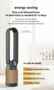 Quạt không cánh cho phòng ngủ, quạt dao động 90 ° cho trong nhà với 10 tốc độ, hẹn giờ 9H, màn hình LED, dễ lau chùi - Product Image 3