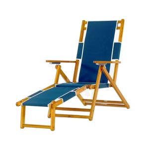 Chaise longue de plage pliable en <span class=keywords><strong>bois</strong></span> personnalisée en <span class=keywords><strong>tissu</strong></span> rayé pour l'extérieur avec logo pour la bière Cambodgienne Tennent's - Product Image 2