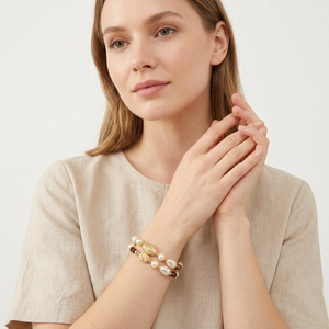 Bohemian Unisex Gold Plated Garnet Imitation Pearl Geometric Beaded <b>Bracelet</b> <b>Set</b> Acrylic Jewelry Gift - Product Image 2