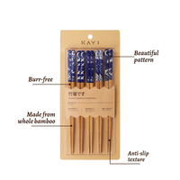 Ensemble de baguettes réutilisables hexagonales de style japonais Kayi de qualité supérieure dans un coffret cadeau, stock prêt pour l'exportation et le dropshipping, motif imprimé