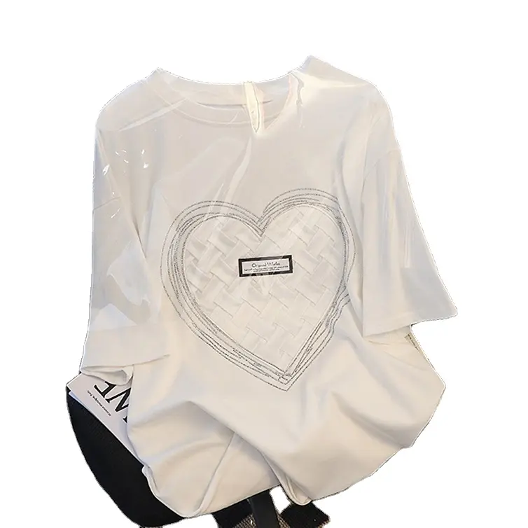 Nieuw T-Shirt Met Korte Mouwen Dames Hot Boring Love Heart T-Shirts Mode Vrouwen T-Shirts Plus Size Love Losse T-Shirt
