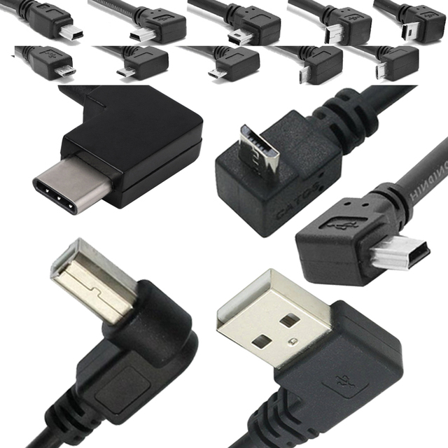 OEM Factory Data Sync Charging Right Angel 90 Degree Micro B Type C USB Cable