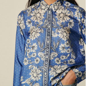 Chemise <span class=keywords><strong>en</strong></span> <span class=keywords><strong>soie</strong></span> <span class=keywords><strong>chic</strong></span> pour femmes, tendance printemps, manches longues, imprimé floral vintage, boutonnée, respirante, décontractée - Product Image 5