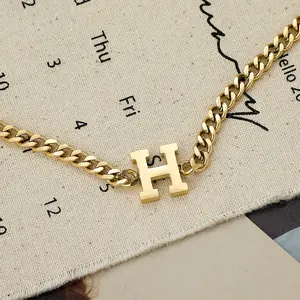 Luxury Catalogue Stainless Steel H Designer Necklace Cuban Link Chain Gold Necklace Gold Chokers Necklaces Hiphop Jewelry
