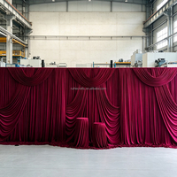 Tirai Latar Belakang Bebas Kerut Warna Krem Merah Putih 10Ft X 12Ft 2 Panel Kain Draperi untuk Acara Spesial